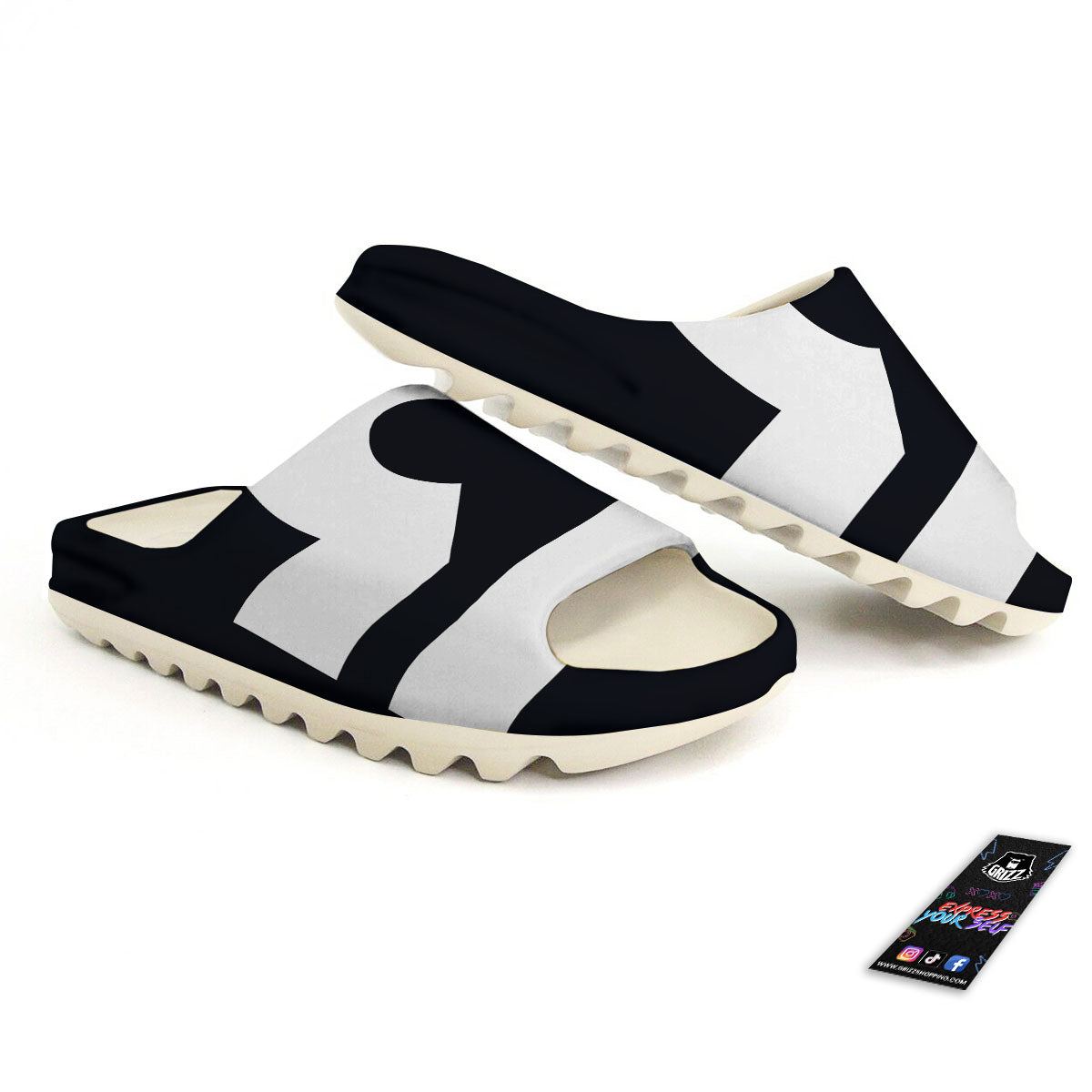 Libra Sign White And Black Print Sandals-grizzshop