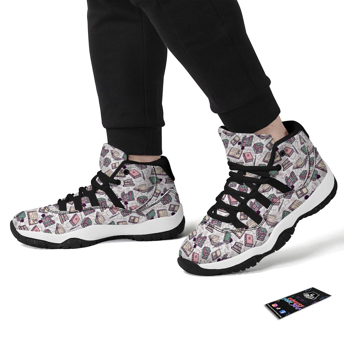 Library Librarian Book Lover Pattern Print Black Bball Shoes-grizzshop