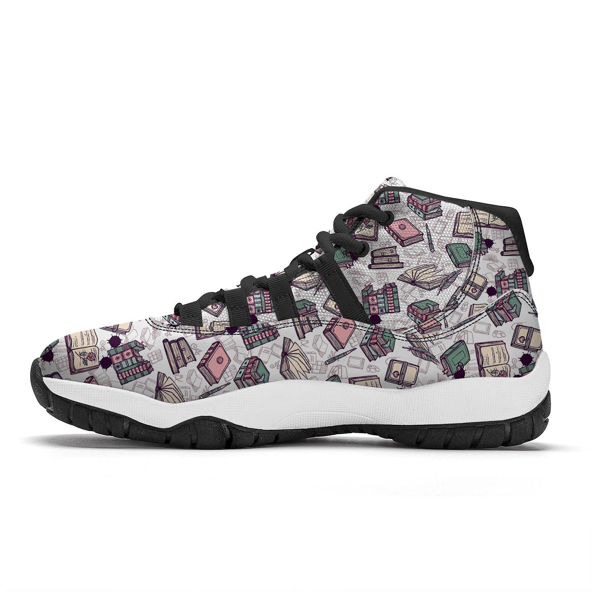 Library Librarian Book Lover Pattern Print Black Bball Shoes-grizzshop