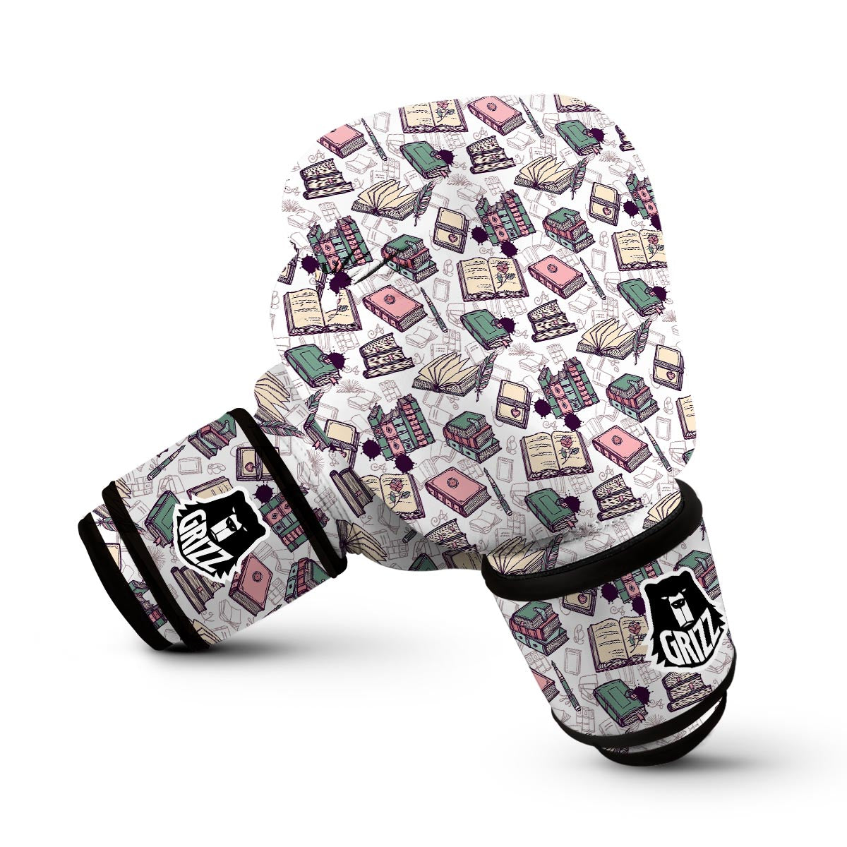 Library Librarian Book Lover Pattern Print Boxing Gloves-grizzshop
