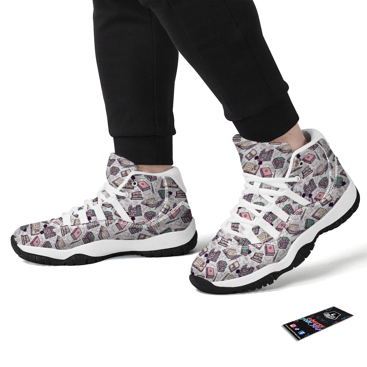 Library Librarian Book Lover Pattern Print White Bball Shoes-grizzshop
