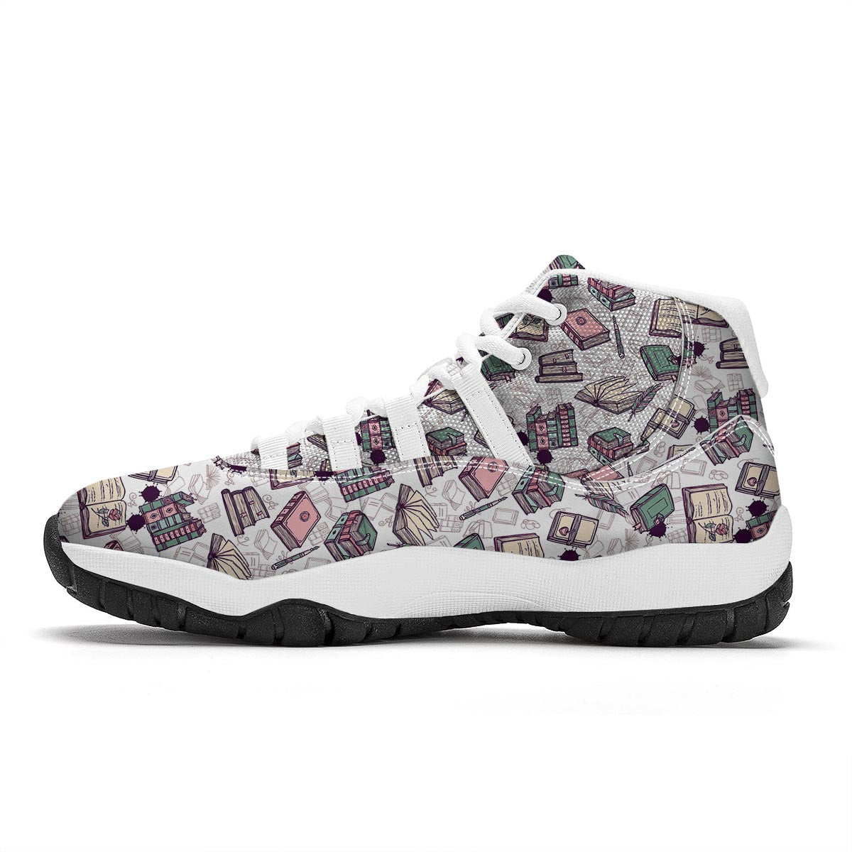 Library Librarian Book Lover Pattern Print White Bball Shoes-grizzshop