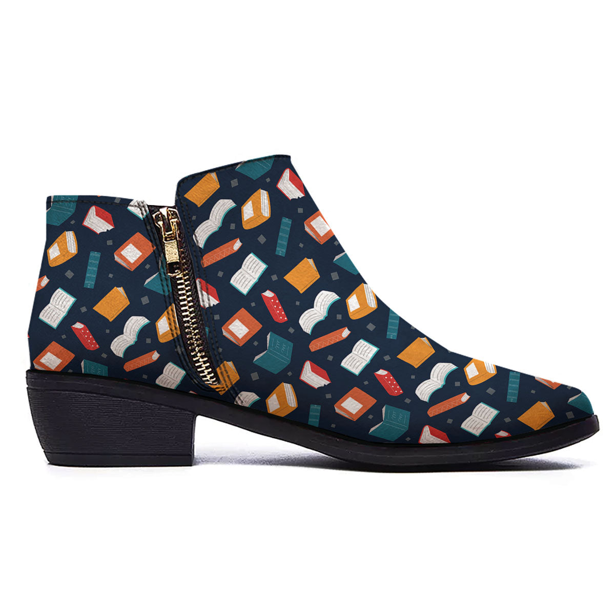Library Reading Print Pattern Ankle Boots-grizzshop