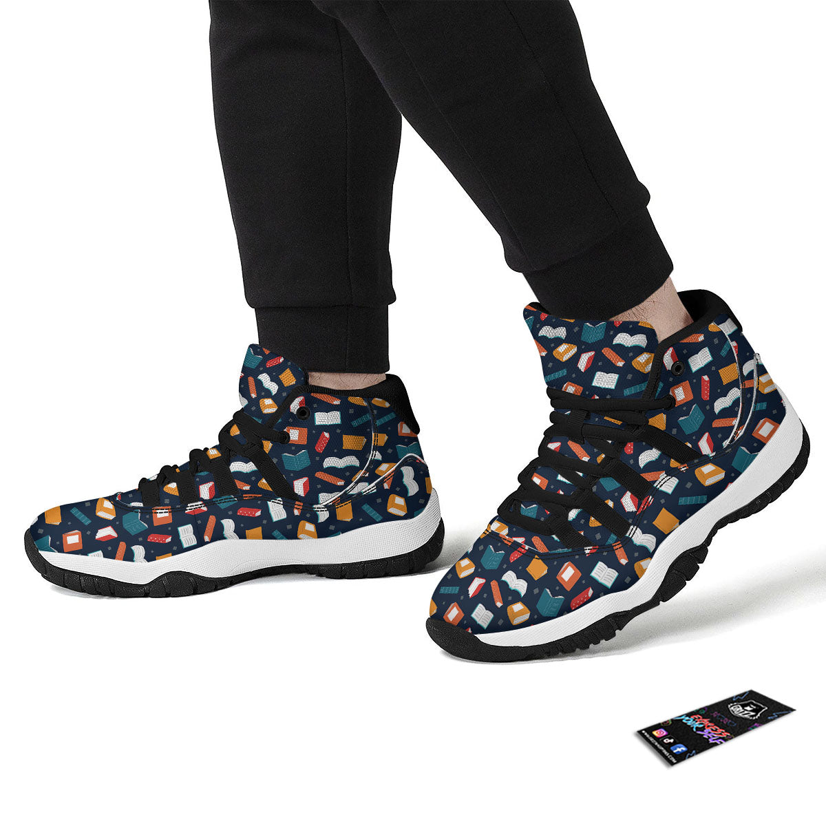 Library Reading Print Pattern Black Bball Shoes-grizzshop
