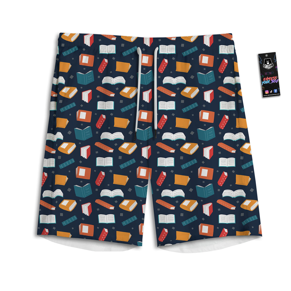 Library Reading Print Pattern Men's Athletic Shorts