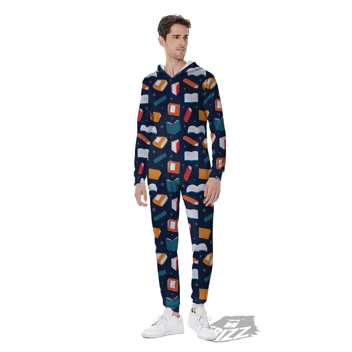 Library Reading Print Pattern Men's Jumpsuit-grizzshop