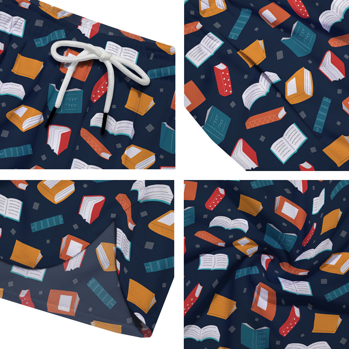 Library Reading Print Pattern Men's Running Shorts-grizzshop