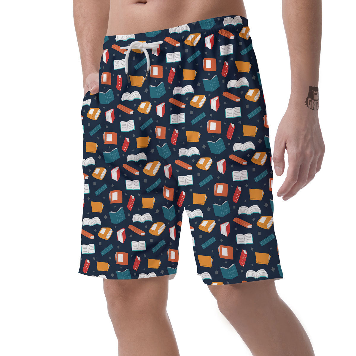 Library Reading Print Pattern Men's Shorts-grizzshop