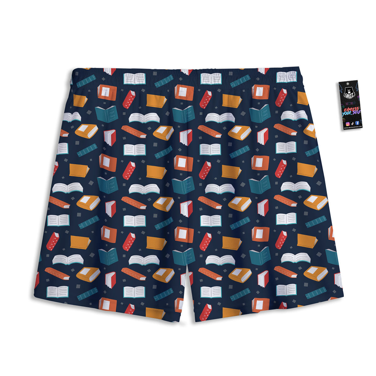 Library Reading Print Pattern Mesh Shorts