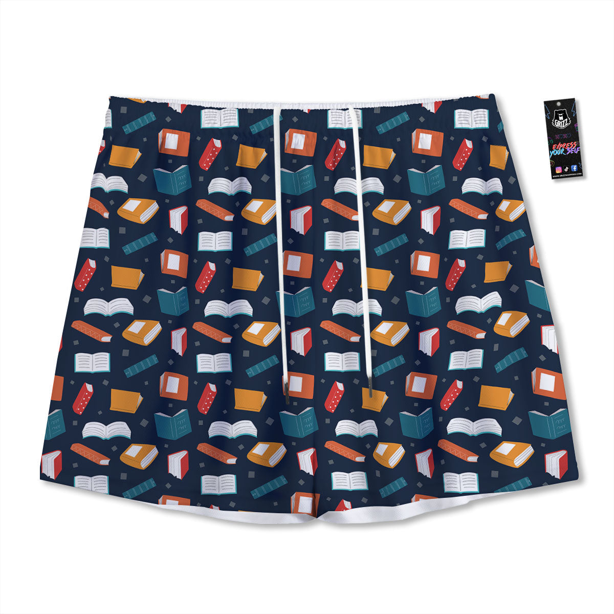 Library Reading Print Pattern Mesh Shorts
