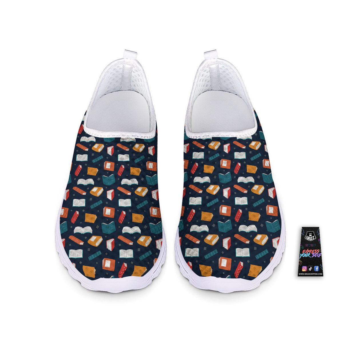 Library Reading Print Pattern Nurse Shoes-grizzshop