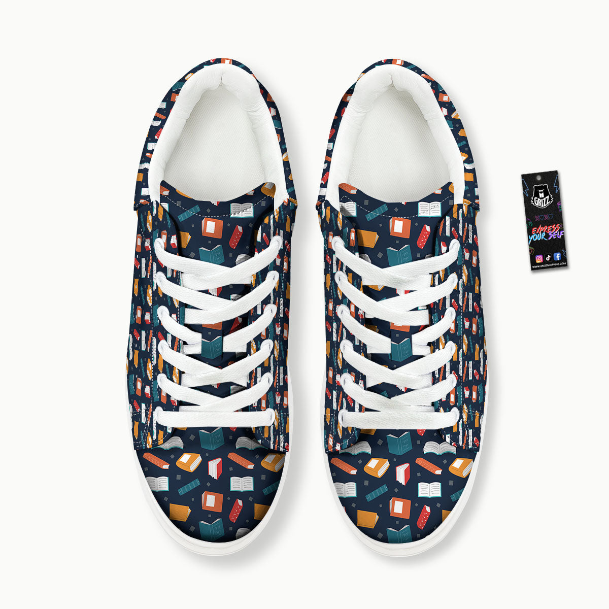Library Reading Print Pattern Platform Shoes-grizzshop