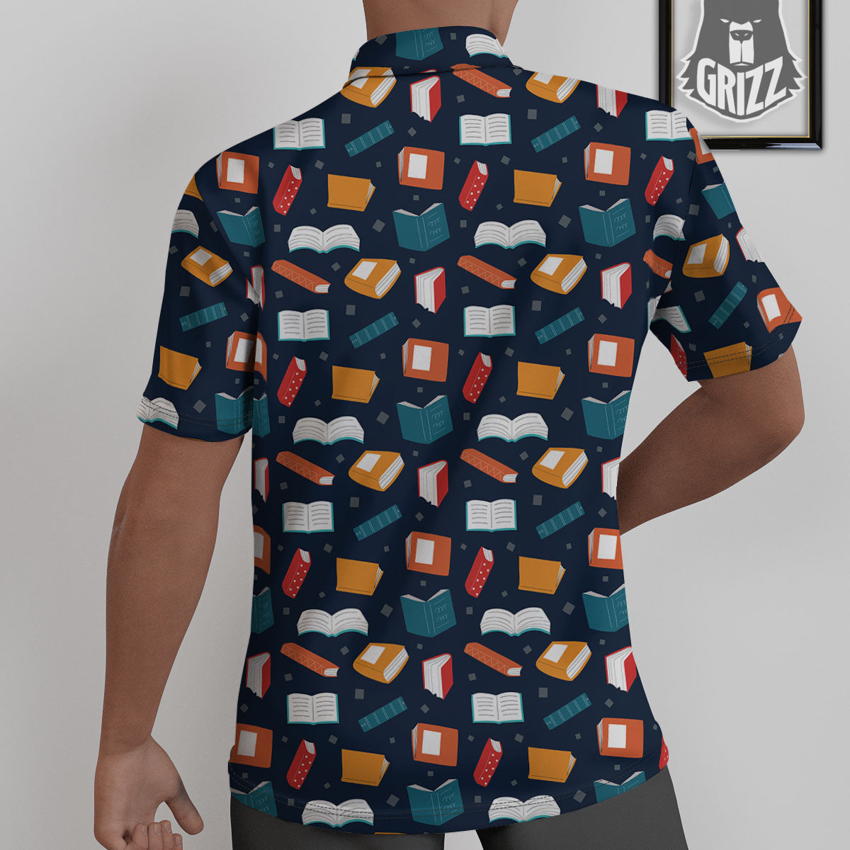 Library Reading Print Pattern Untucked Shirts-grizzshop