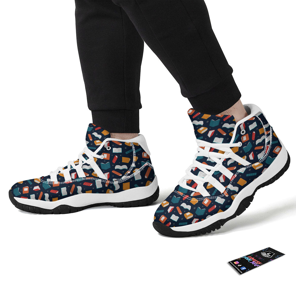 Library Reading Print Pattern White Bball Shoes-grizzshop