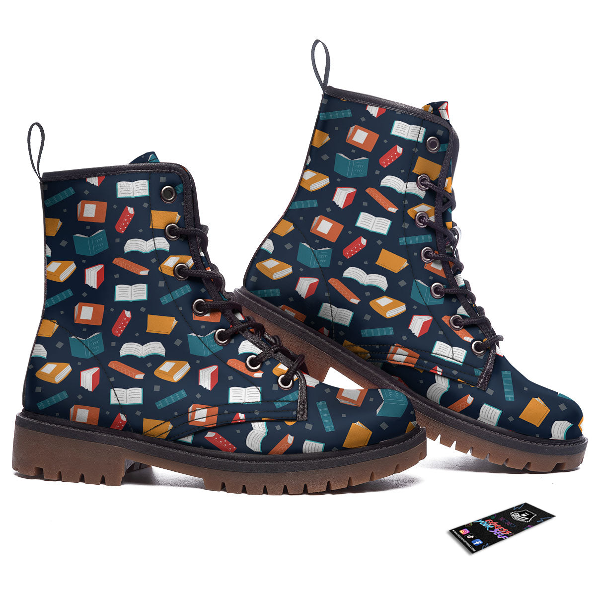 Library Reading Print Pattern Work Boots-grizzshop