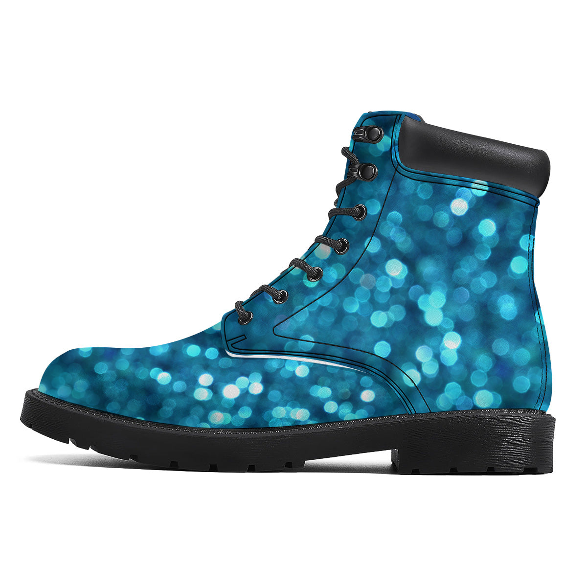Light Blue Sparkle Print Boots-grizzshop