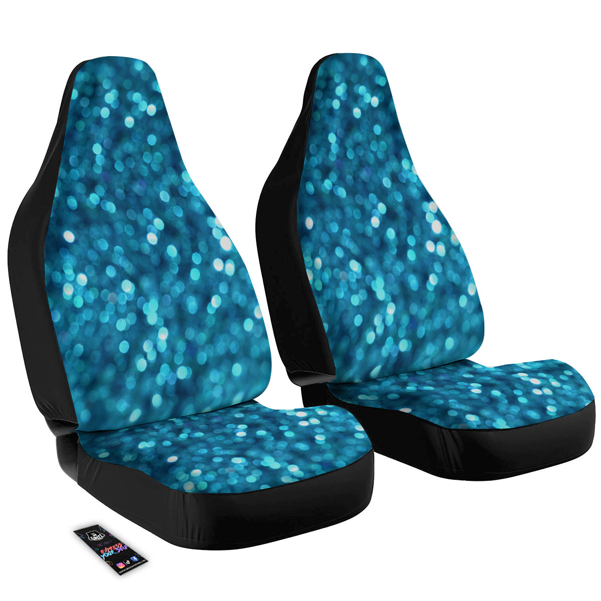 Light Blue Sparkle Print Car Seat Covers-grizzshop