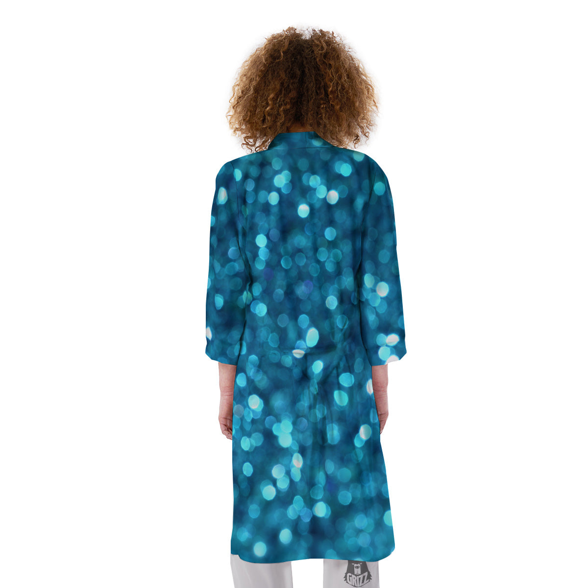 Light Blue Sparkle Print Kimono-grizzshop
