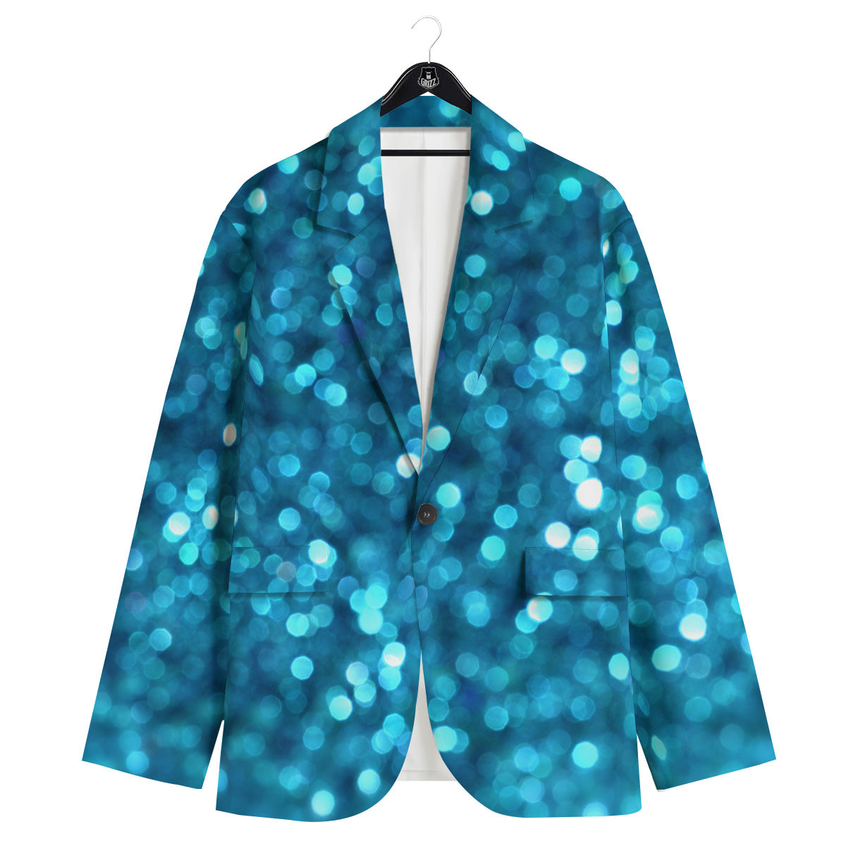 Light Blue Sparkle Print Men's Sport Coat-grizzshop