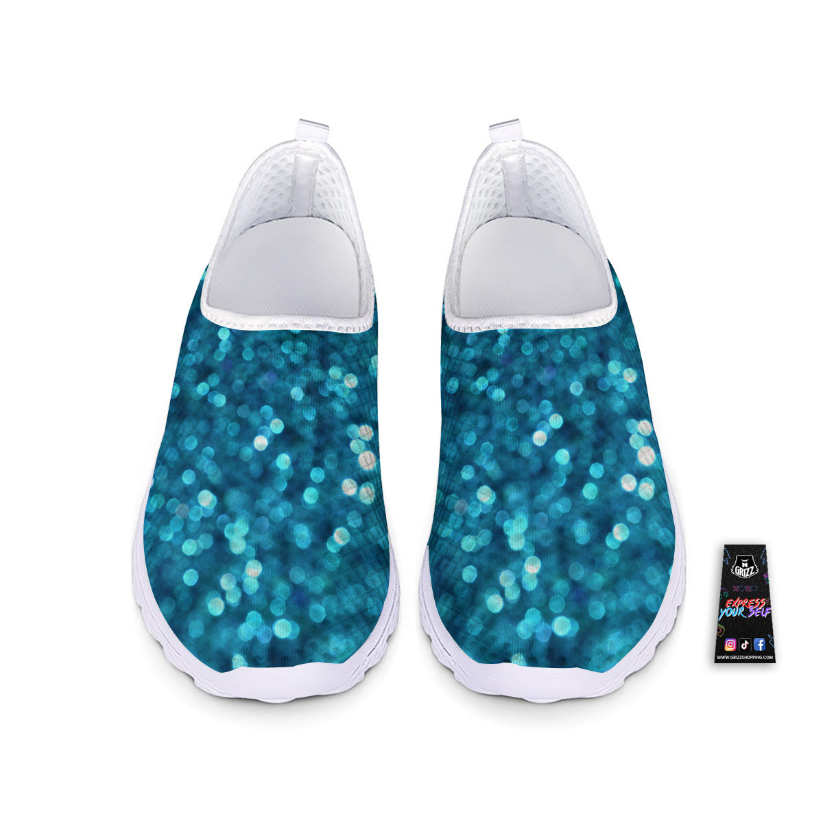 Light Blue Sparkle Print Nurse Shoes-grizzshop