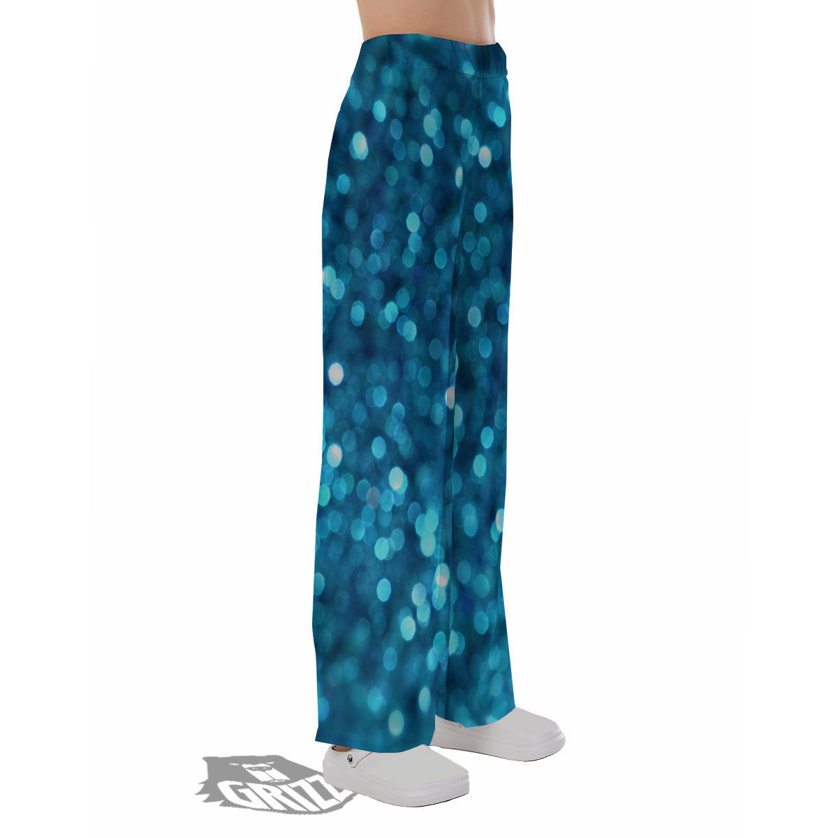 Light Blue Sparkle Print Pajama Pants-grizzshop