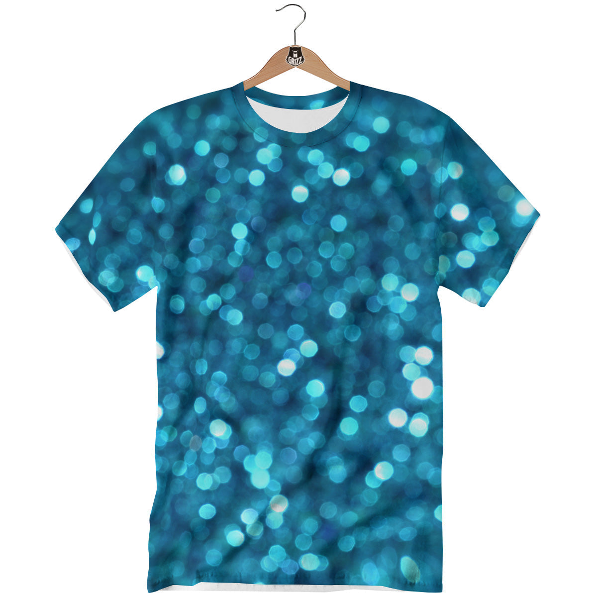 Light Blue Sparkle Print T-Shirt-grizzshop