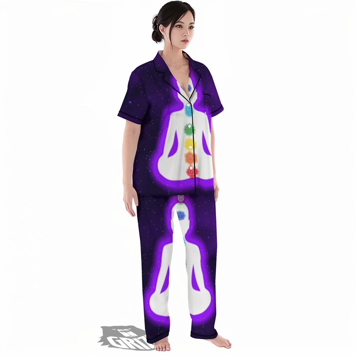 Light Of Seven Chakras Print Women's Pajamas Set-grizzshop