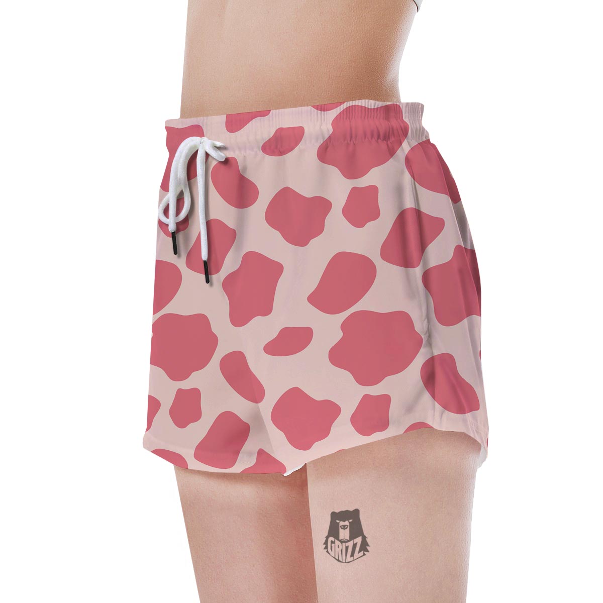 Light Pink Cow Print Women's Shorts-grizzshop
