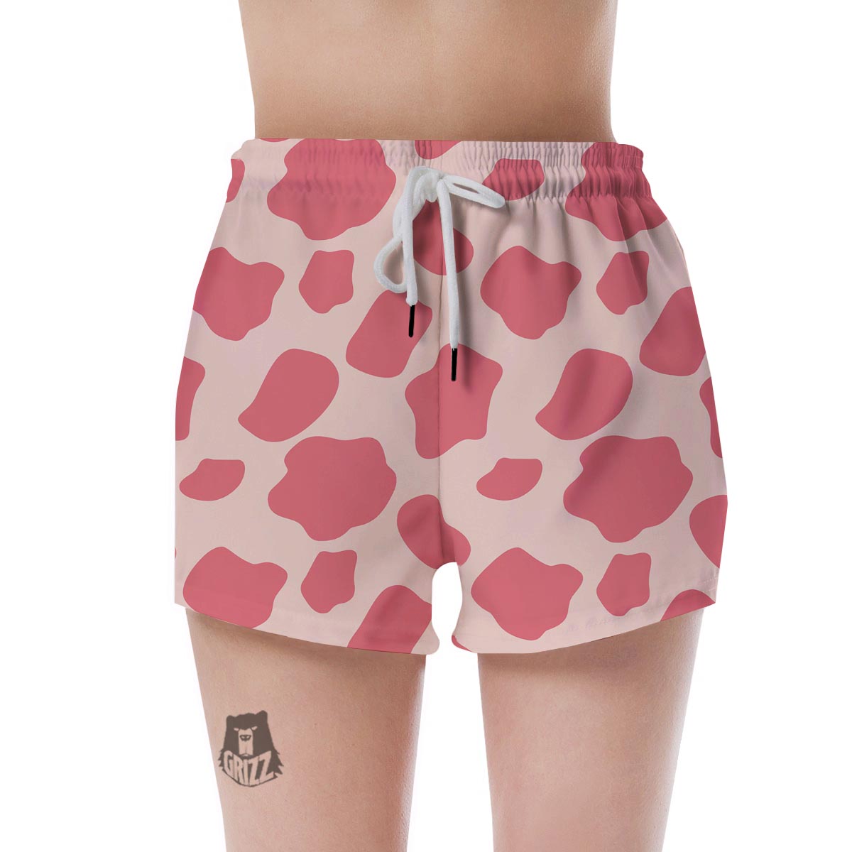 Light Pink Cow Print Women's Shorts-grizzshop