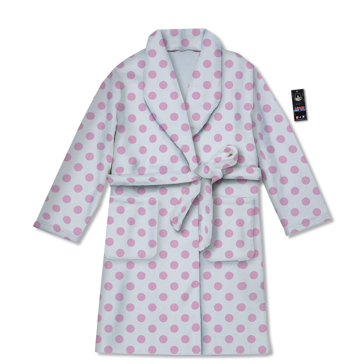 Light Pink Dots And White Print Pattern Bathrobe-grizzshop