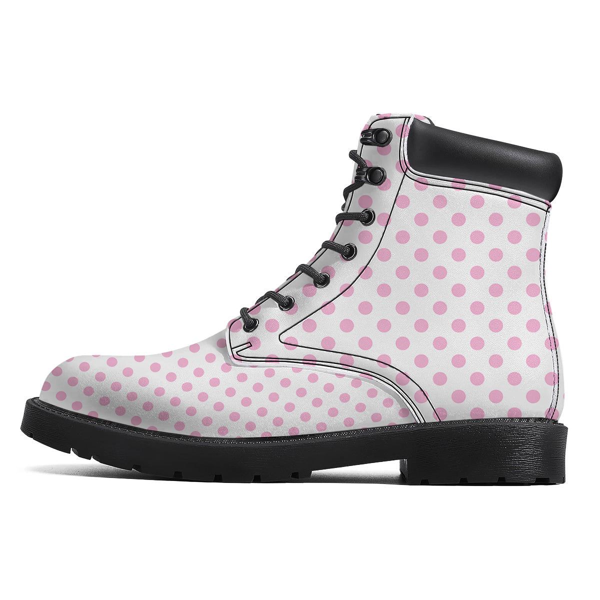 Light Pink Dots And White Print Pattern Boots-grizzshop