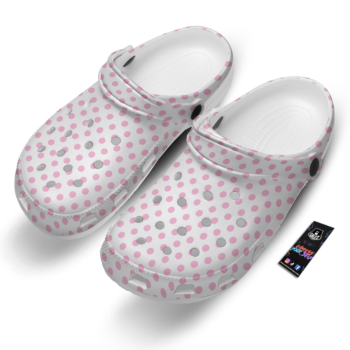 Light Pink Dots And White Print Pattern Clog-grizzshop