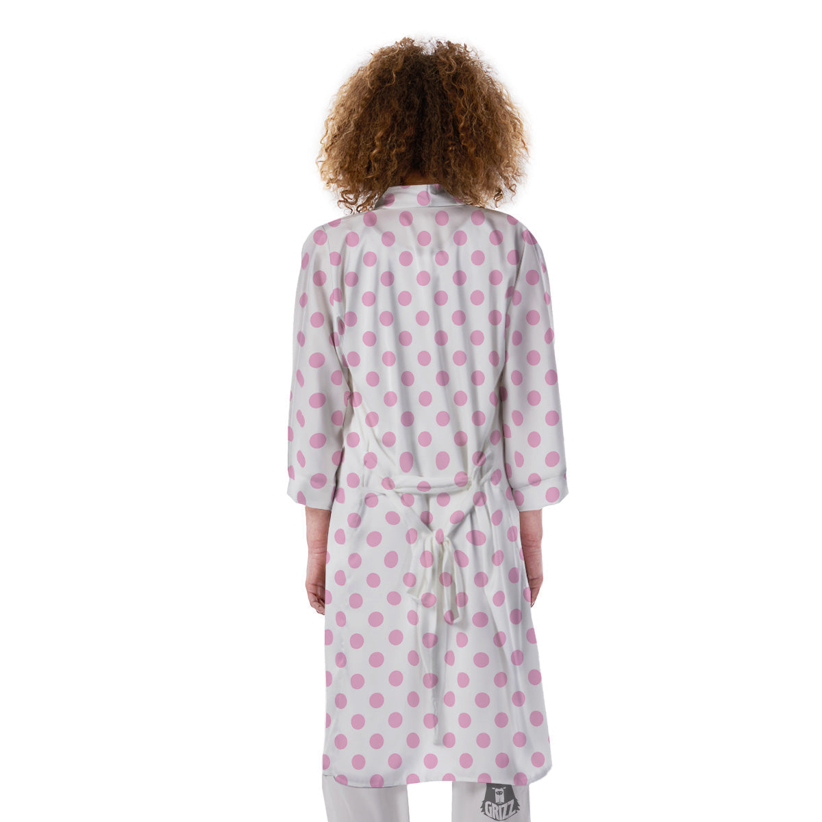 Light Pink Dots And White Print Pattern Kimono-grizzshop