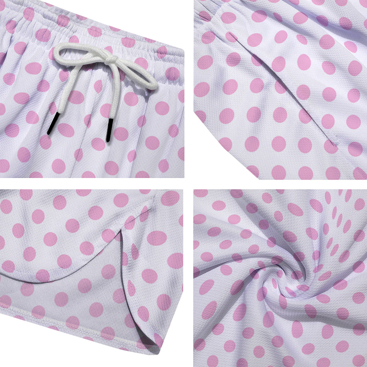 Light Pink Dots And White Print Pattern Men's Running Shorts-grizzshop