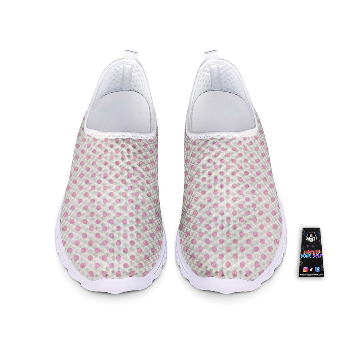 Light Pink Dots And White Print Pattern Nurse Shoes-grizzshop