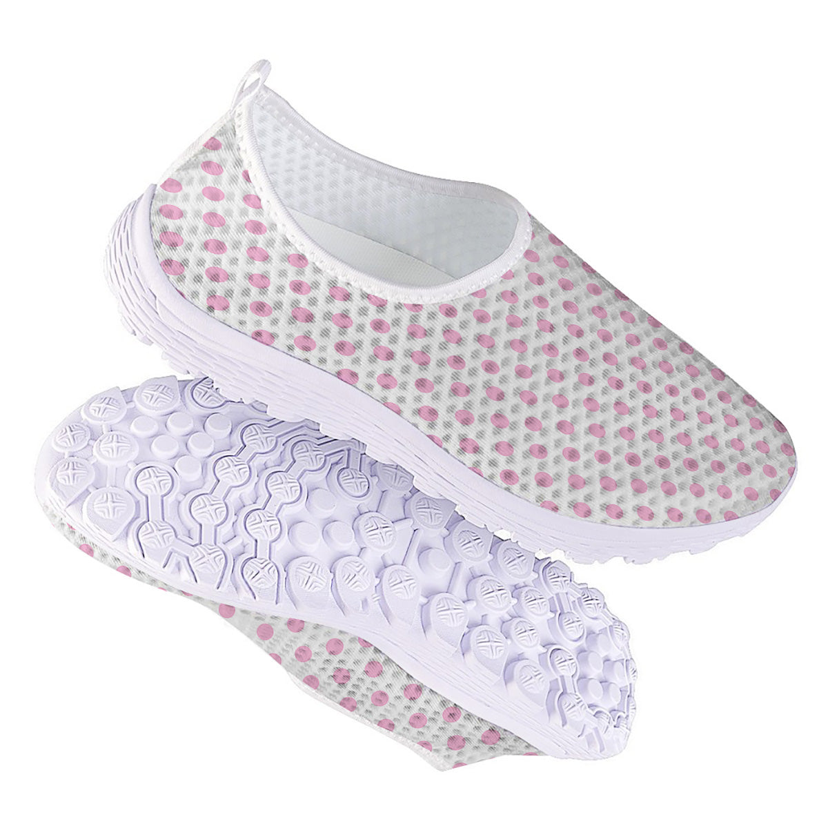 Light Pink Dots And White Print Pattern Nurse Shoes-grizzshop