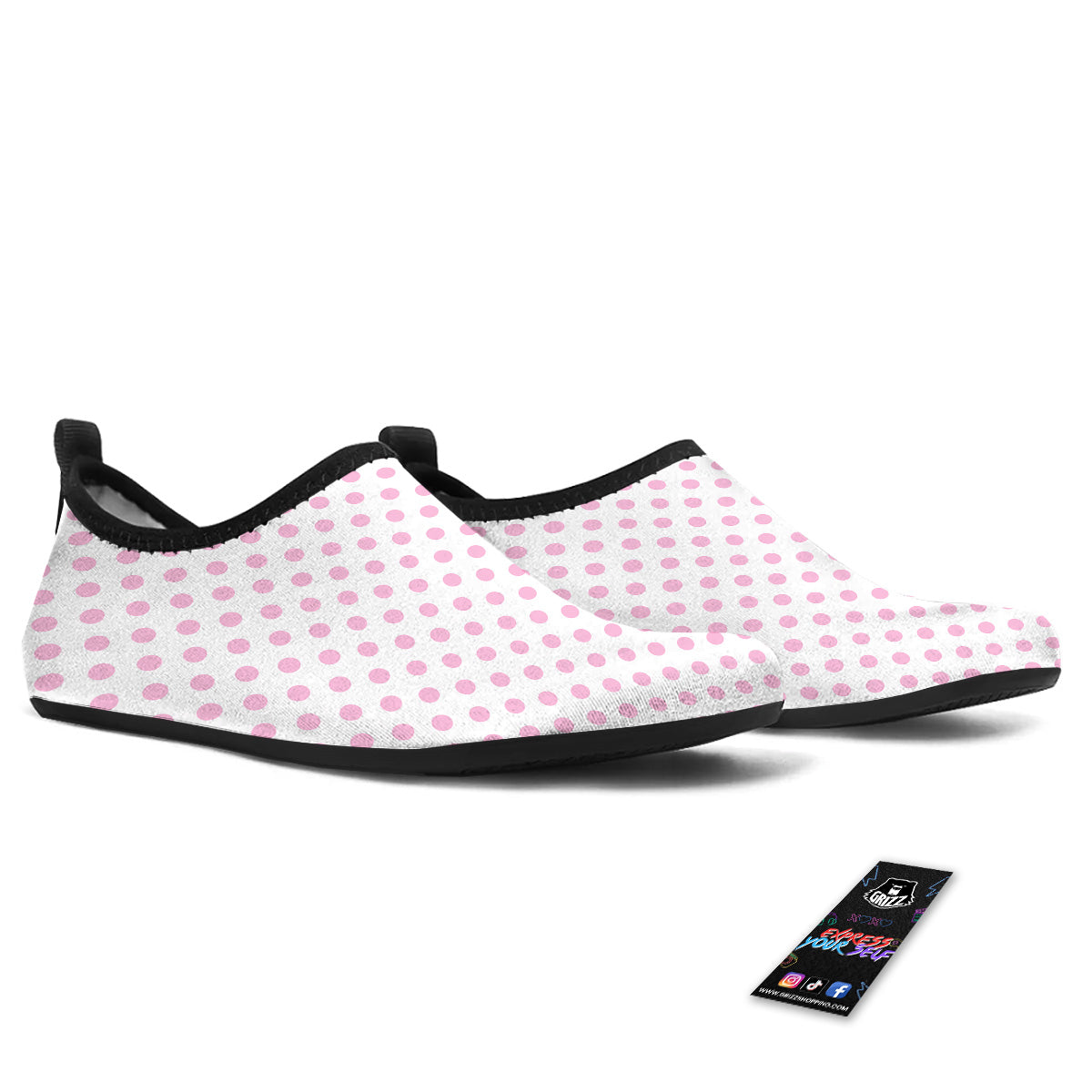 Light Pink Dots And White Print Pattern Water Shoes-grizzshop