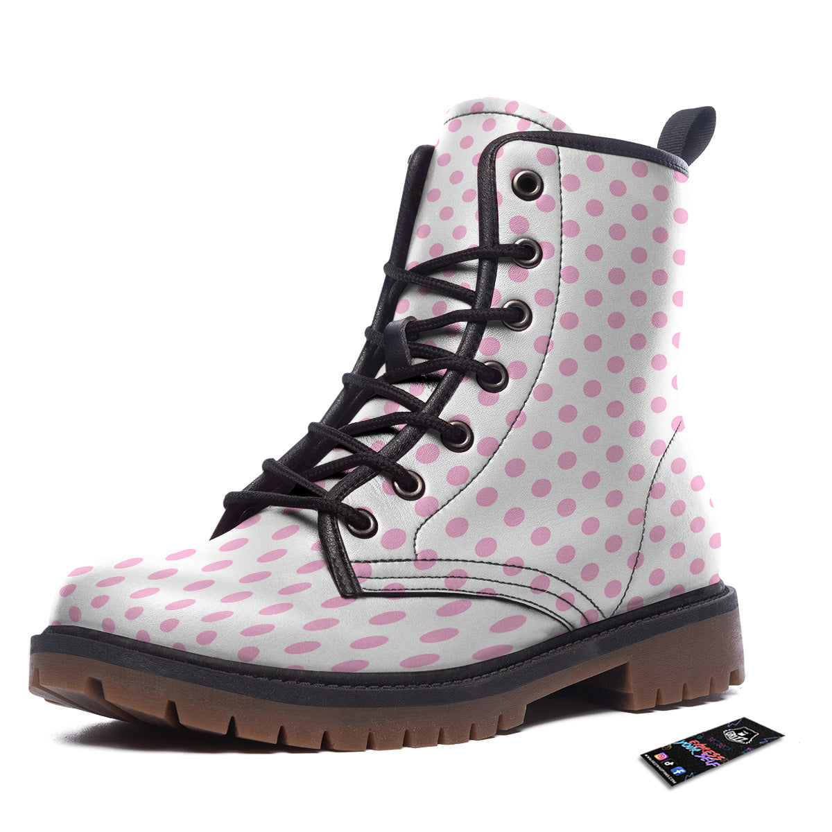 Light Pink Dots And White Print Pattern Work Boots-grizzshop