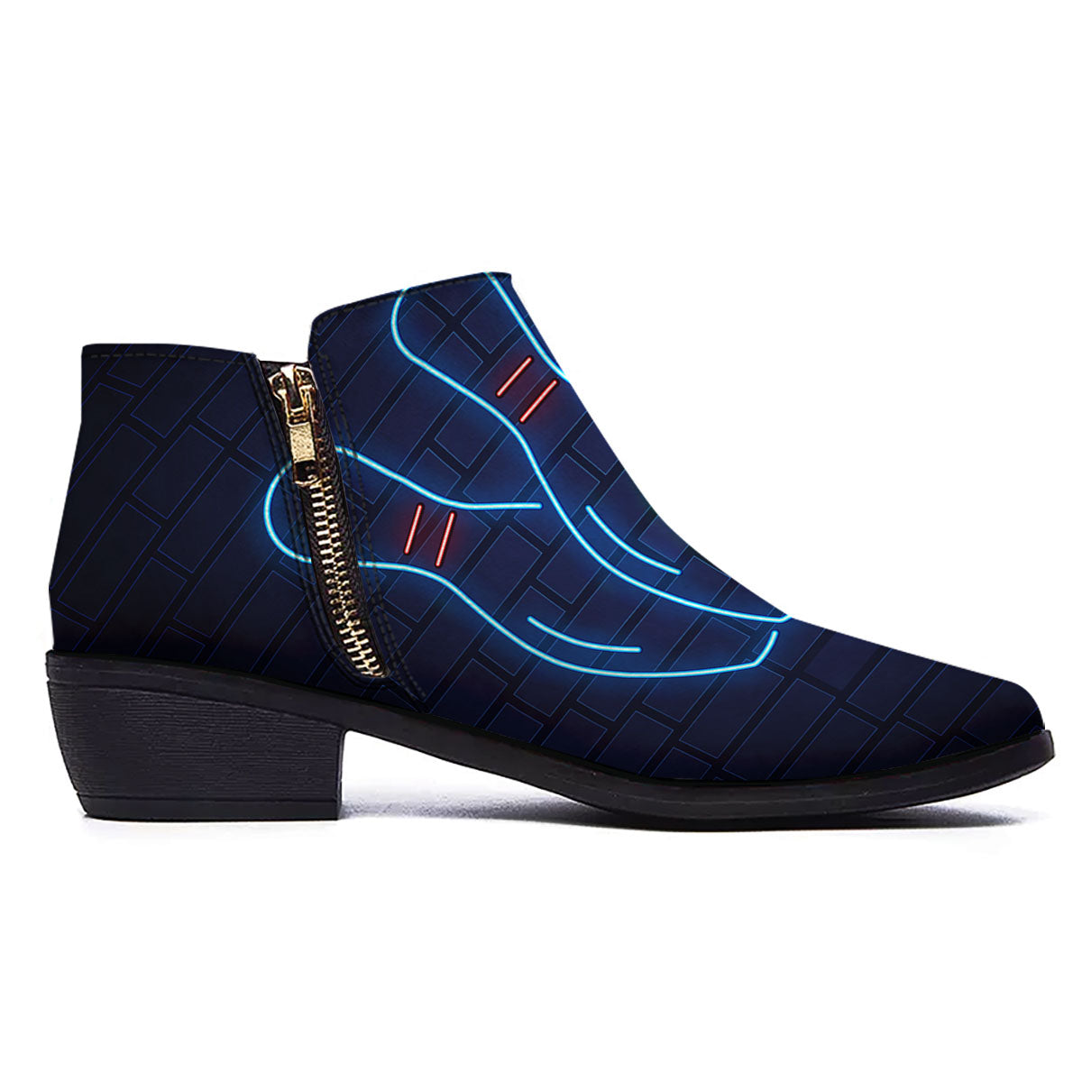 Light Up Bowling Pins Print Ankle Boots-grizzshop