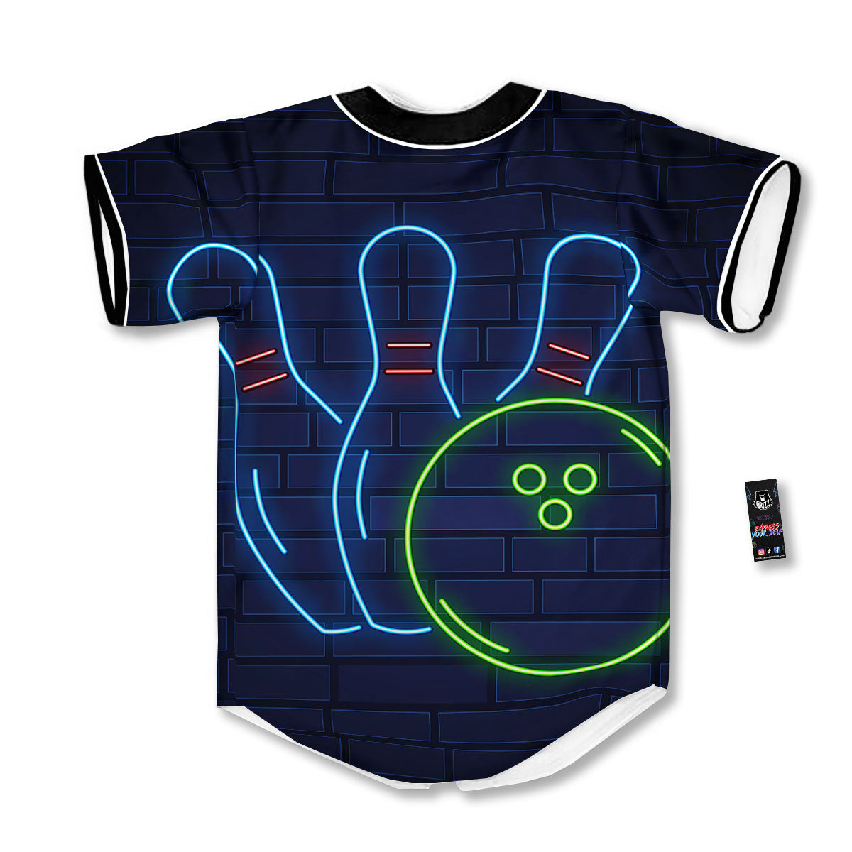 Light Up Bowling Pins Print Baseball Jersey-grizzshop