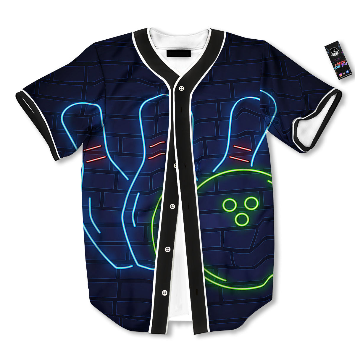 Light Up Bowling Pins Print Baseball Jersey-grizzshop
