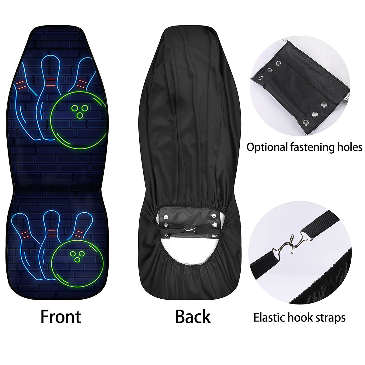 Light Up Bowling Pins Print Car Seat Covers-grizzshop