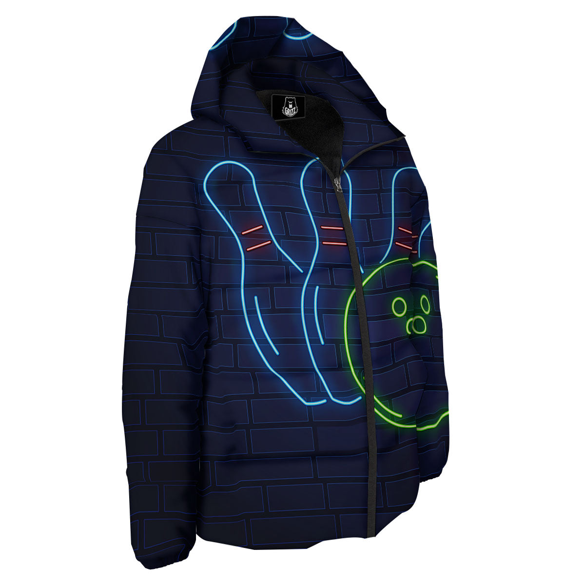 Light Up Bowling Pins Print Down Jacket-grizzshop
