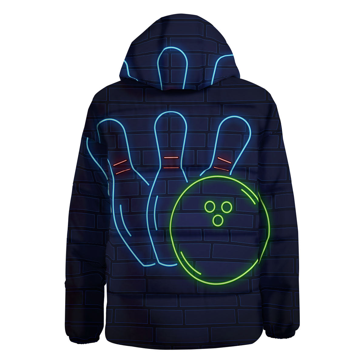Light Up Bowling Pins Print Down Jacket-grizzshop