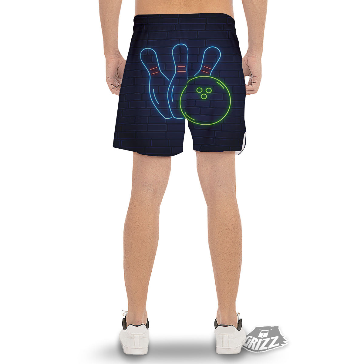 Light Up Bowling Pins Print Men's Gym Shorts-grizzshop