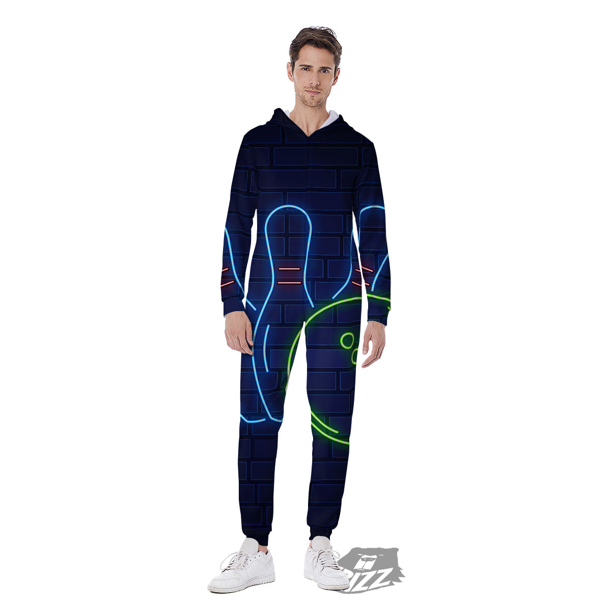 Light Up Bowling Pins Print Men's Jumpsuit-grizzshop