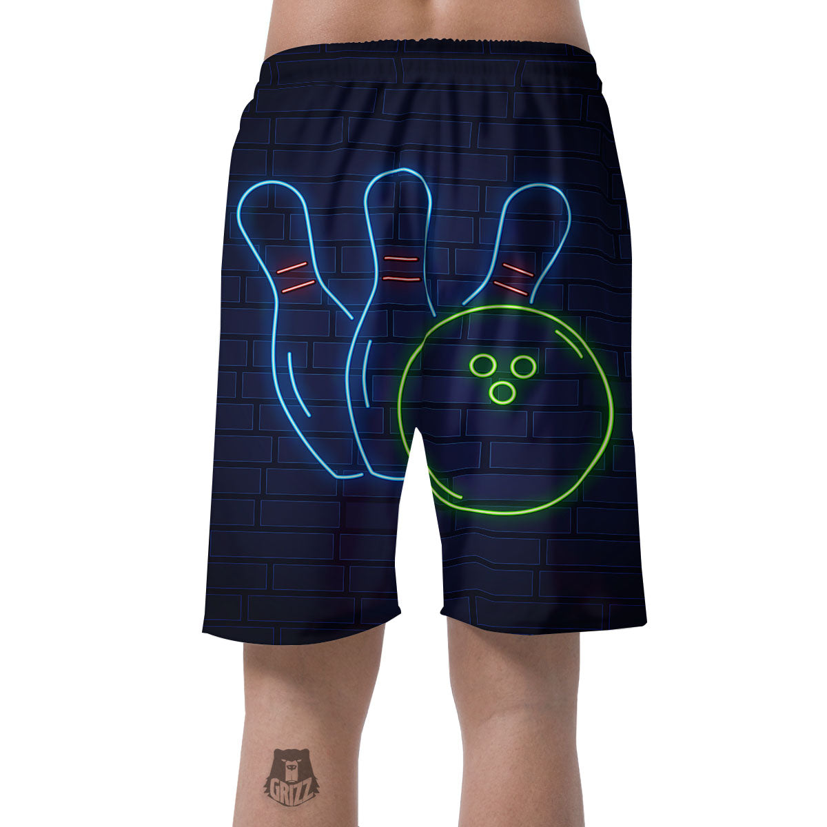 Light Up Bowling Pins Print Men's Shorts-grizzshop