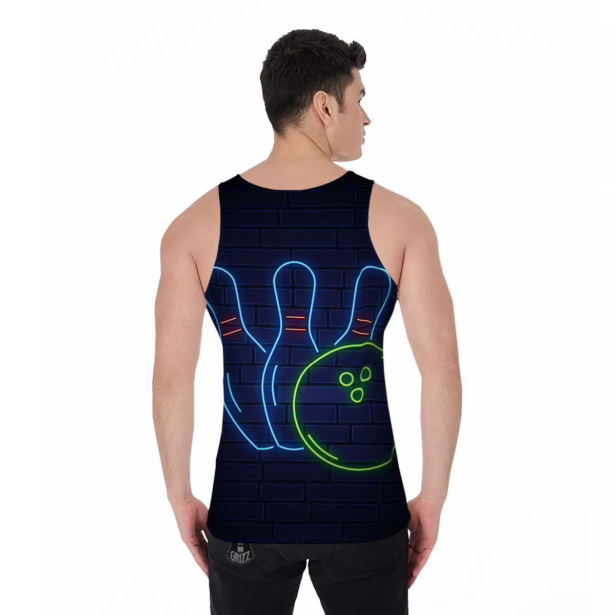 Light Up Bowling Pins Print Men's Tank Top-grizzshop