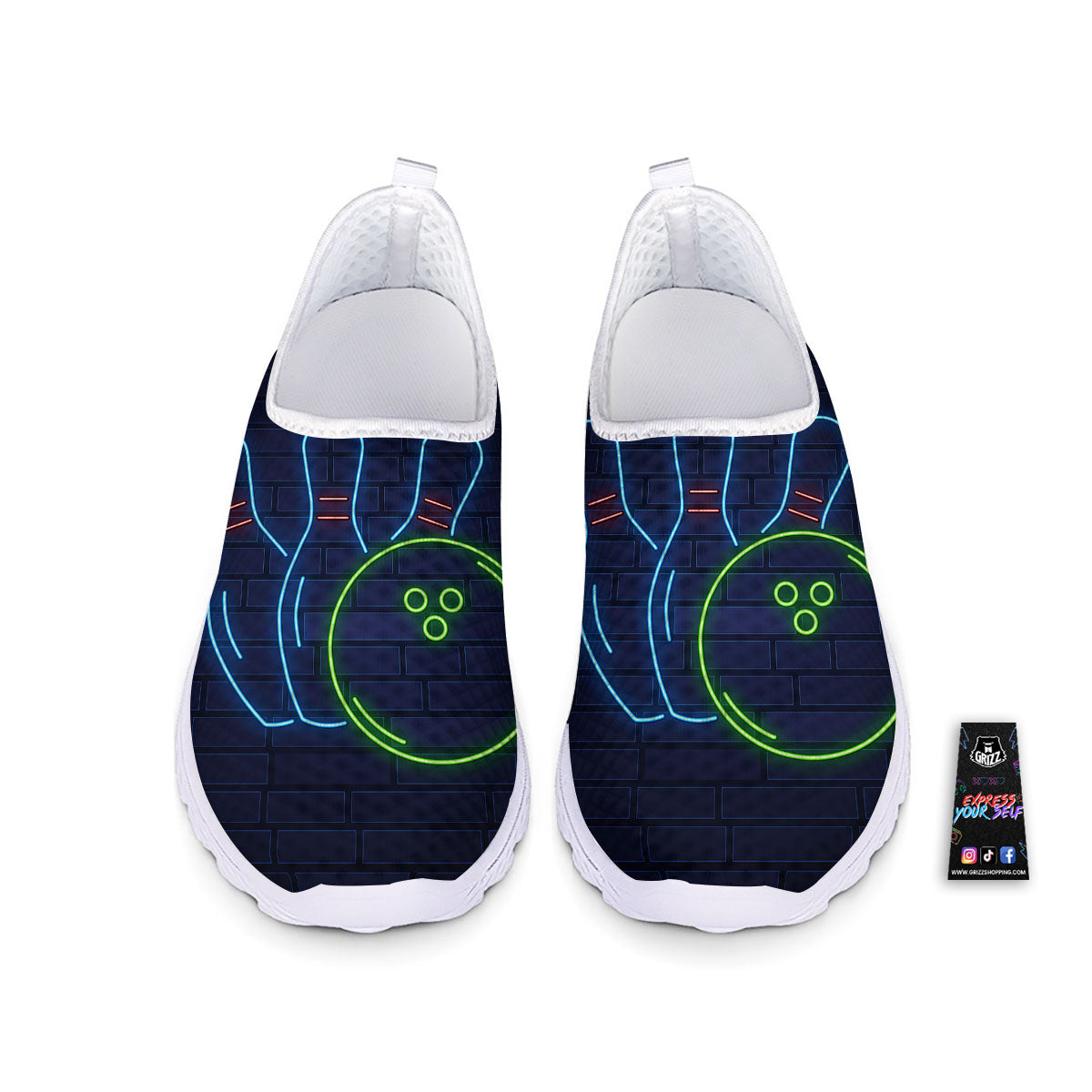 Light Up Bowling Pins Print Nurse Shoes-grizzshop