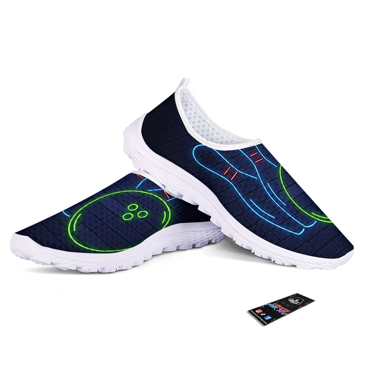 Light Up Bowling Pins Print Nurse Shoes-grizzshop